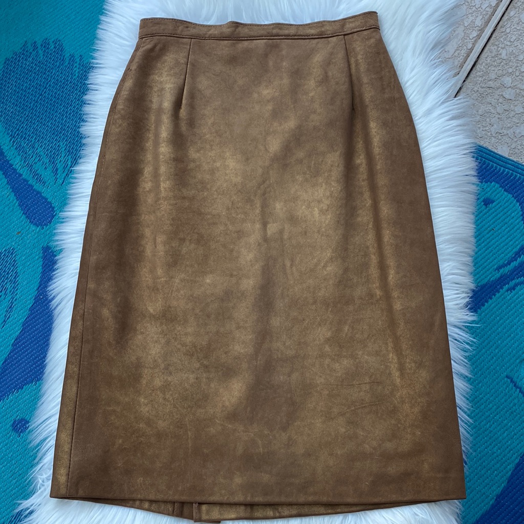 Metallic Gold Sheen Leather Skirt